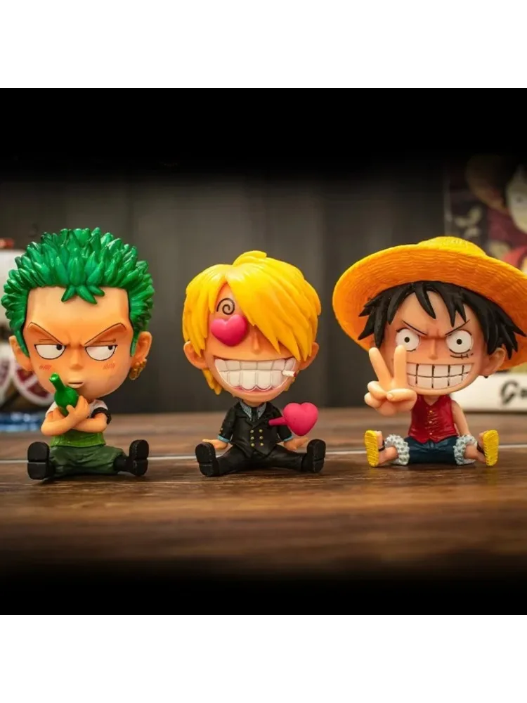 Niedliche One Piece Q-Version Luffy Zoro Chopper Ace Boa Hancock Anime-Figur Puppe Blind Box Desktop Auto Deko Spielzeug Kinder Geschenk