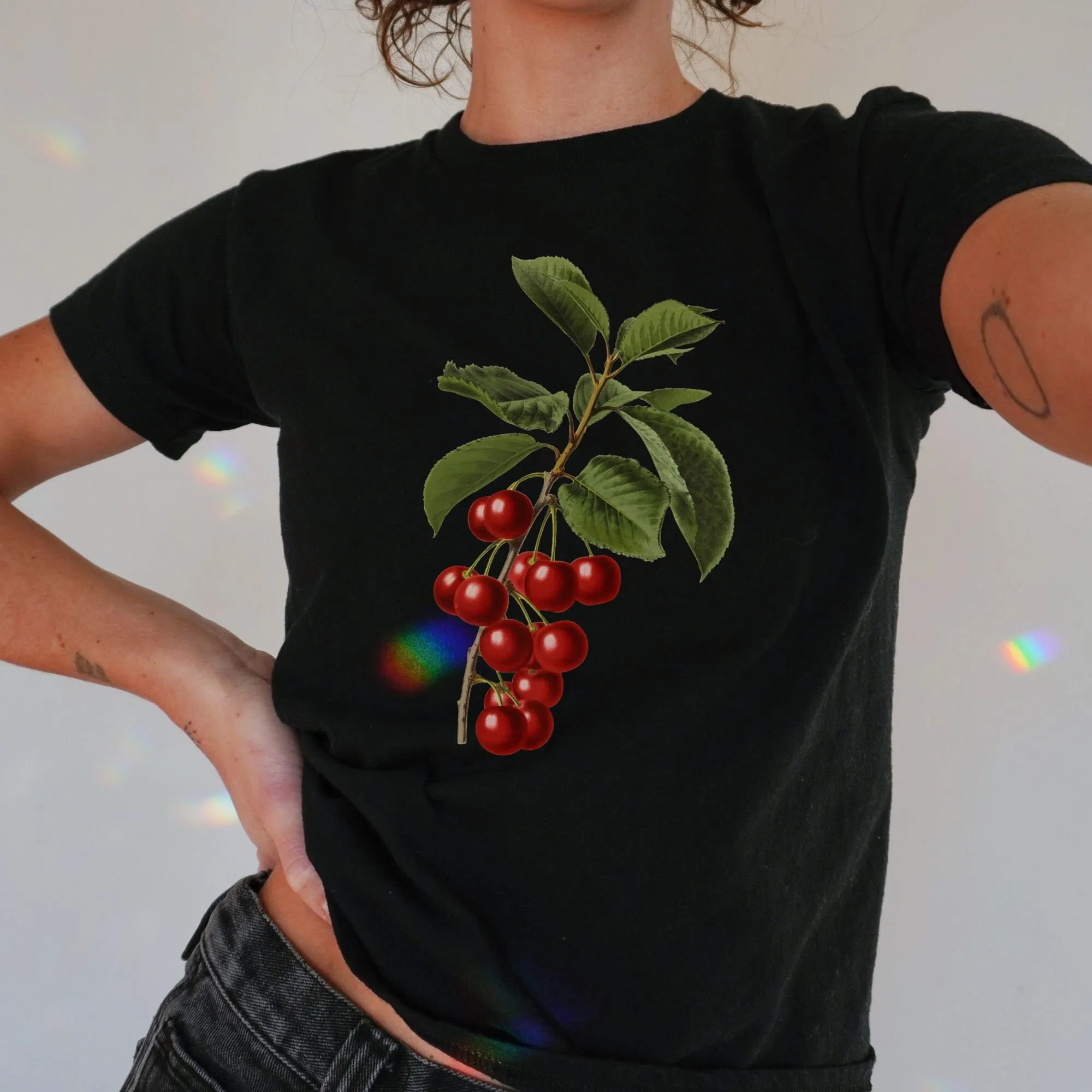 Flirty Cherry Baby T Shirt 2000S Crop Y2K 90S Coquette Soft Girl Era Botanical Summer Cropped Cool