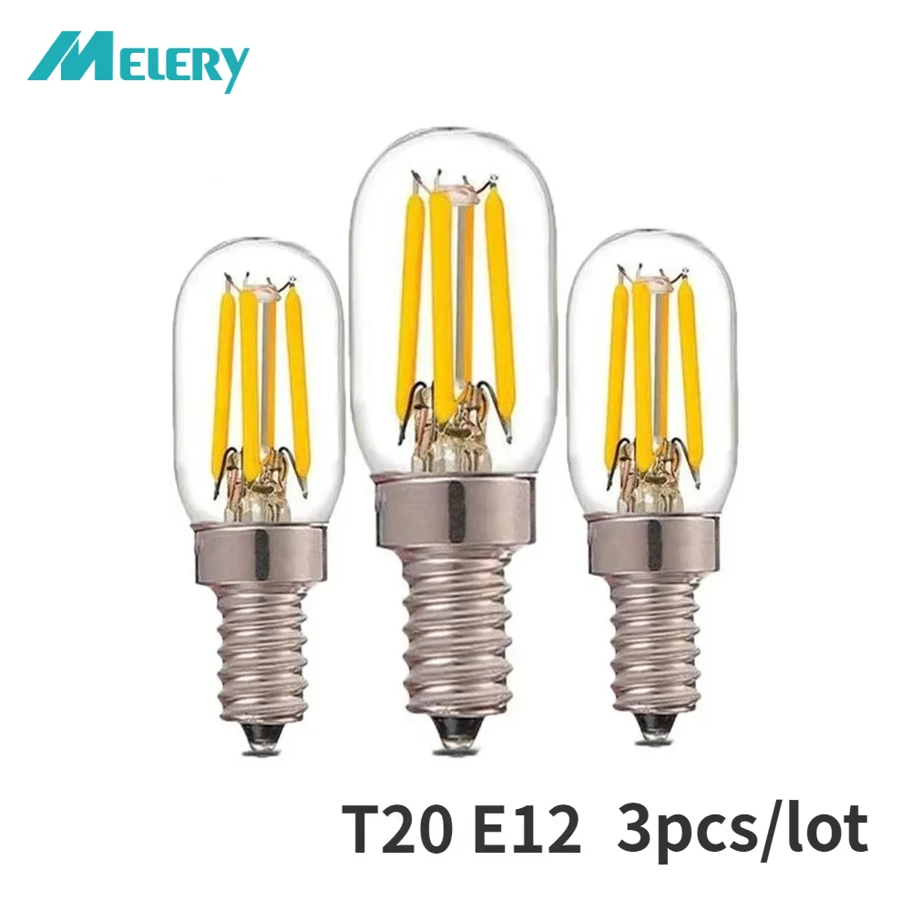 Melery C7 T20 E12 LED Bulb 4W Warm White 3000K Daylight 5700K Night Light 220V Filament Edison Screw Lamp Equivalent 40W 5Pcs