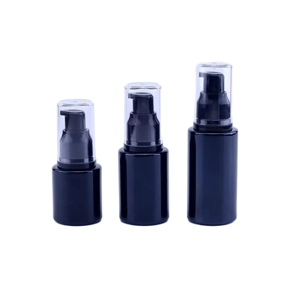 

3pcs/lot 20ML 30ML 40ML 60ML Lotion Pump Bottle Beauty Empty Black Glass Bottles Essential Oil Container Case Refillable