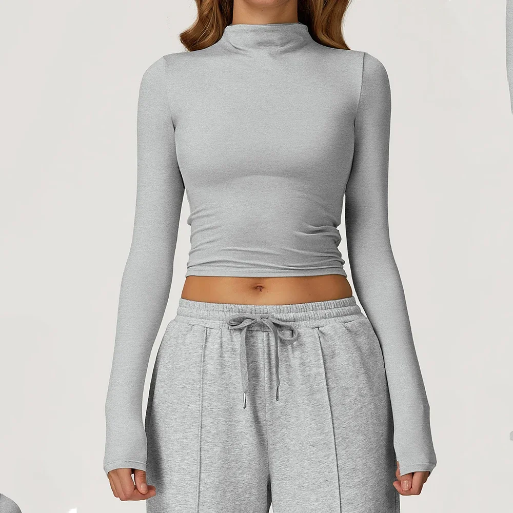 

Long Sleeve Workout Top Gym Pilates Clothes Women Sportswear Sports Shirt Crop Top Elastic Fitness Yoga Clothing Running T-Shirt
