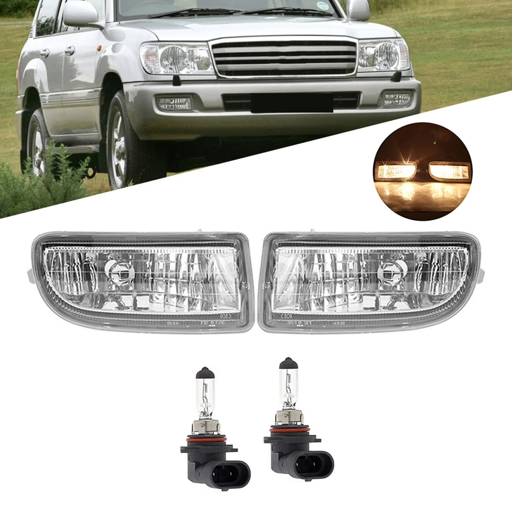 Car Fog Light Clear Lens Bumper Fog Lamp Left for Toyota Land Cruiser 100 LC100 FJ100 1998-2007 Daytime Running Light