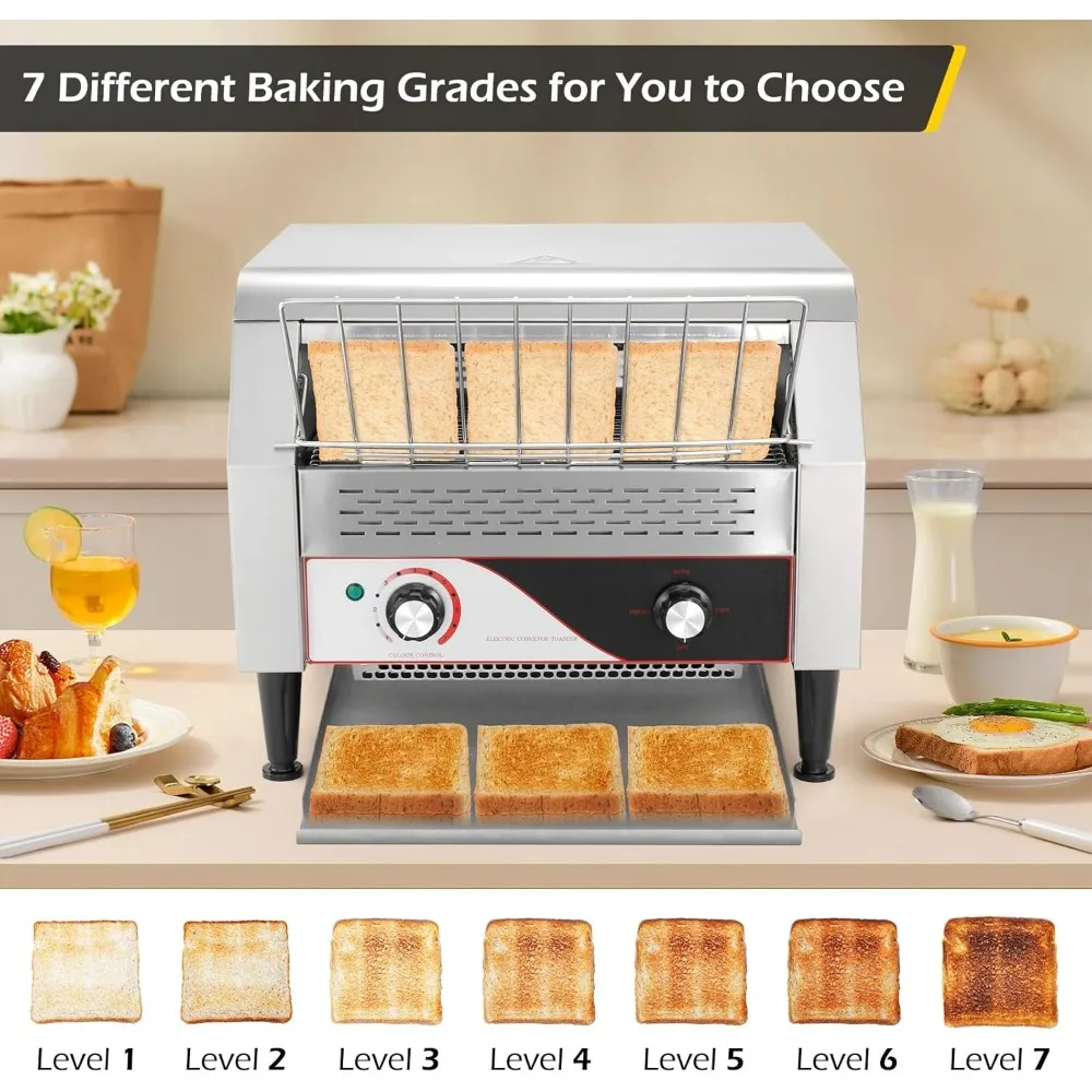 Commercial Toaster 450 Slices/Hour Conveyor Toasters for Restaurant 2600W Conveyor Belt Toaster Oven for Bagel Bread