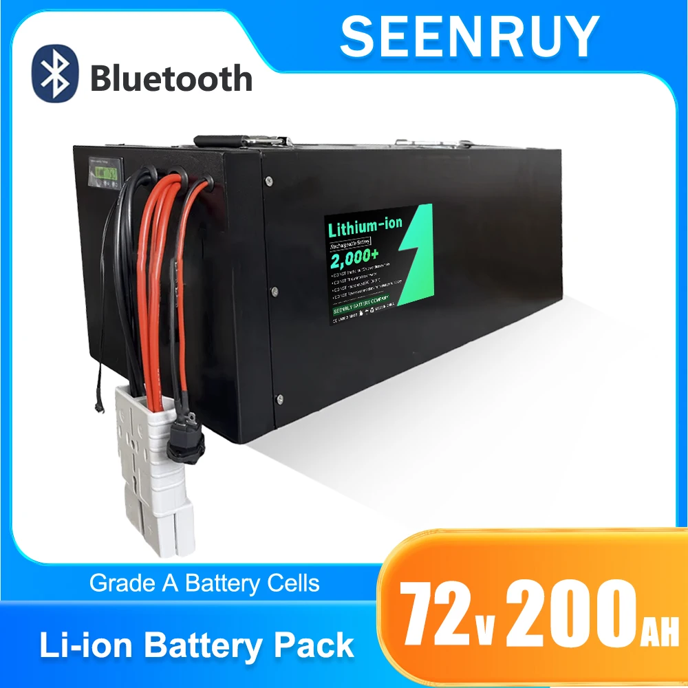 72V 200Ah Lithium Polymer Battery Pack with Built-in BMS 100A 220A 340A Charger for Bike Scooter Tricycle Car Motorcycle