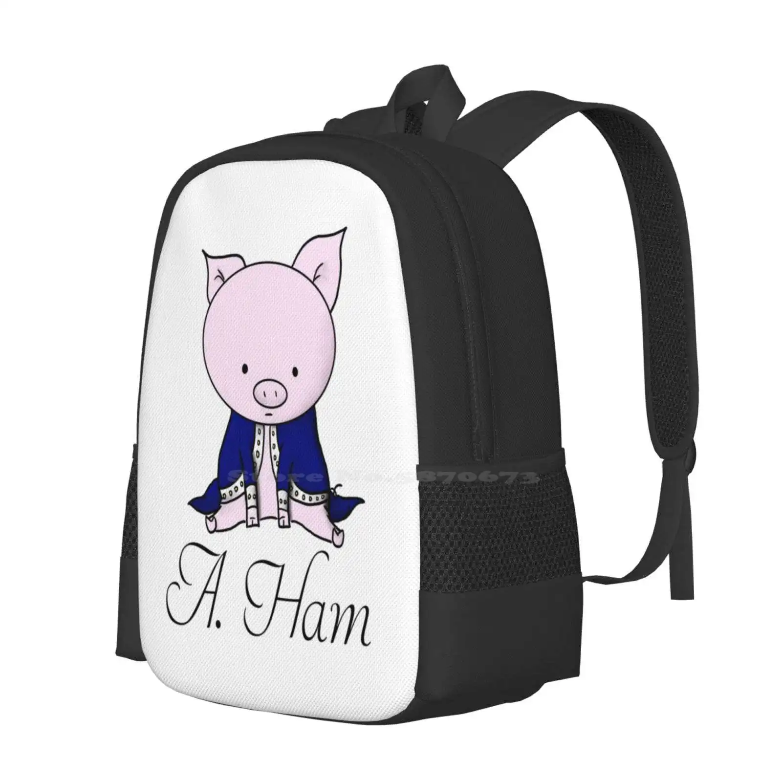 Alexander Ham-Ilton 3d Print Design Backpack Student Bag Pig Cute Revolutionary War Musical Lin Manuel Miranda History Quote