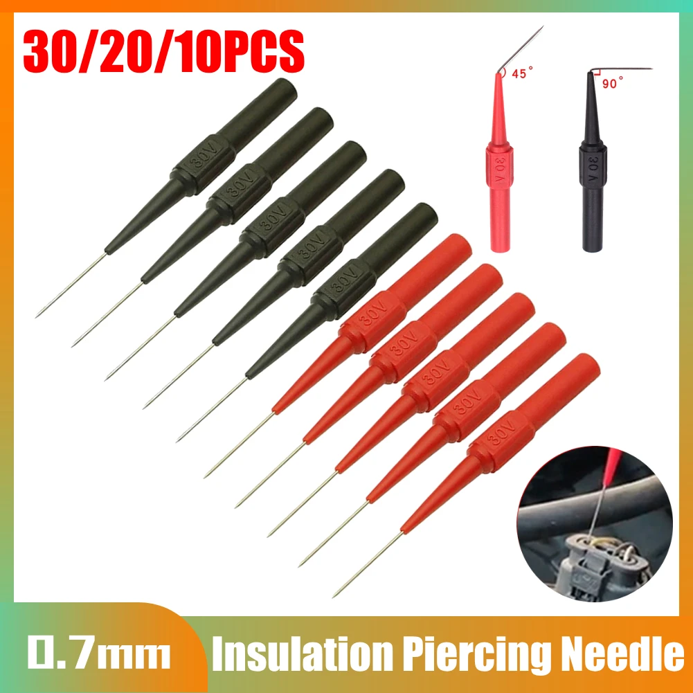 

30-10PCS Insulation Piercing Needle Non-destructive 0.7mm Multimeter Test Needle Tip 30V Instrumentation Diagnostic Tools