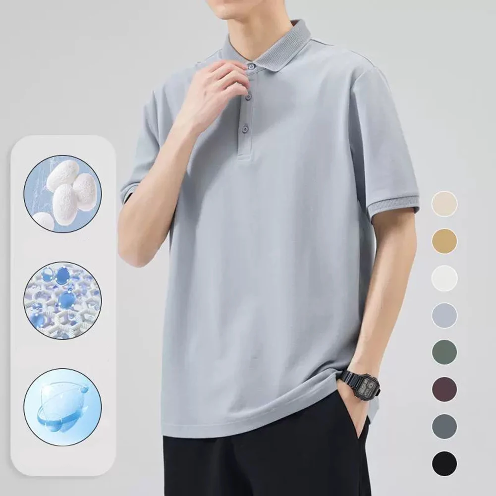 

Black Loose Short Sleeve Fashionable Loose Fit Tops Casual Tops Draped T-Shirt Applicable Season Summer Lapel Neckline