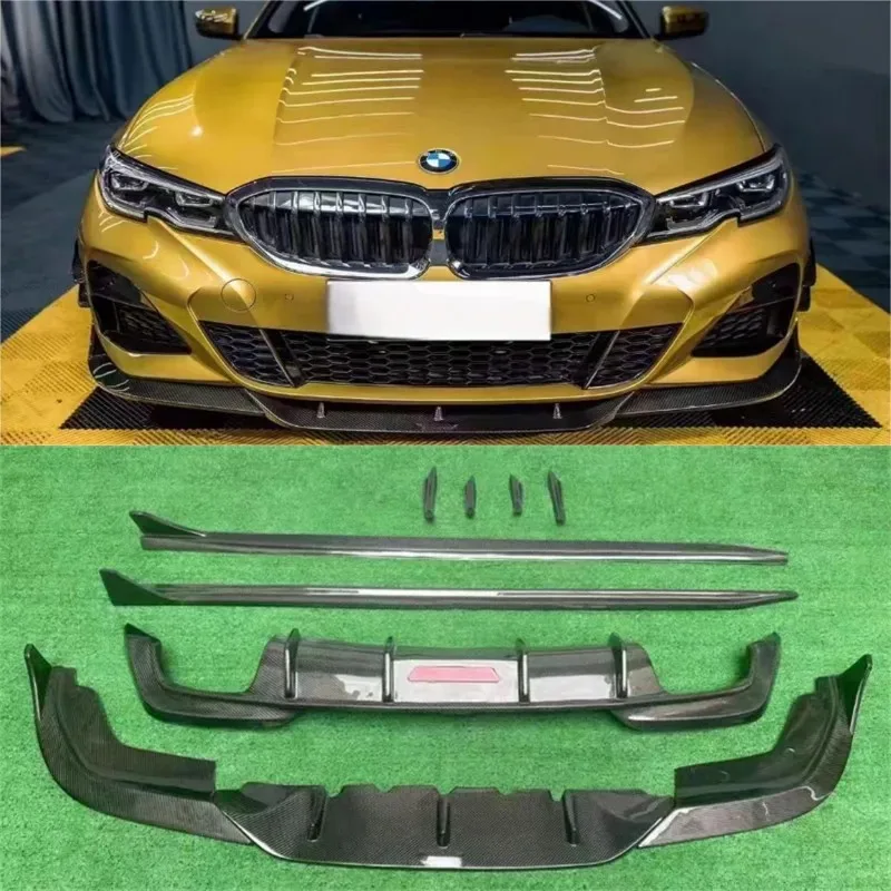 

For BMW G20 G28 2020 2021 2022 2023 2024 ReaI Carbon Fiber Bumper Front Lip Rear Lip Side Skirts Wind Knife Spoiler Kit