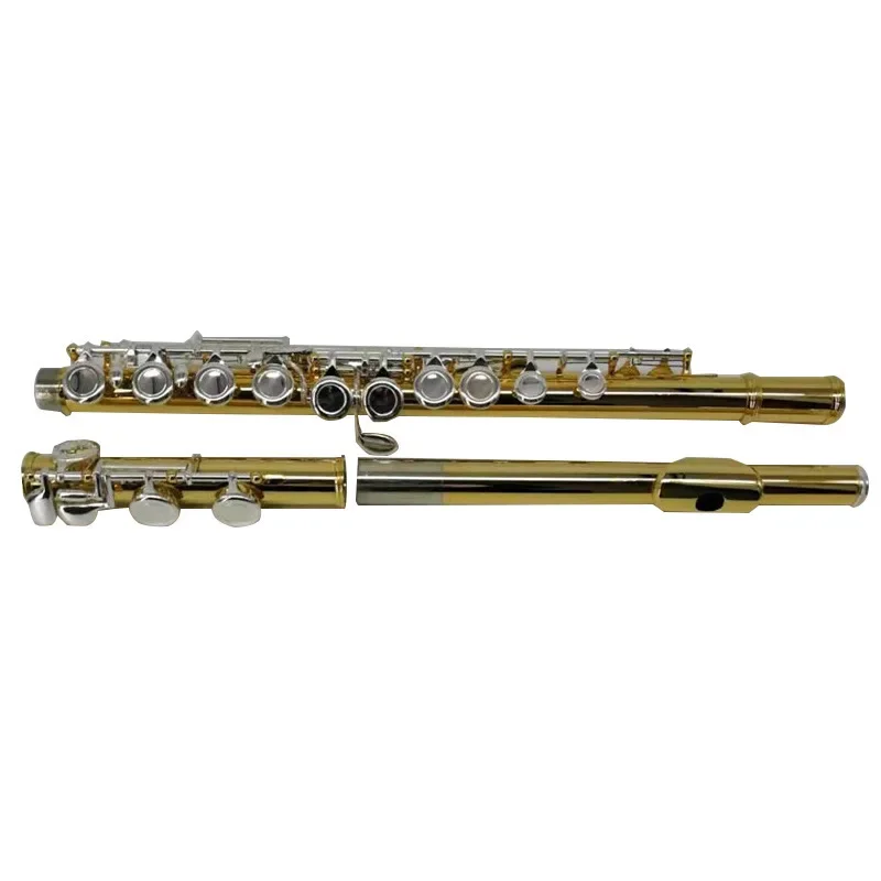 

The flute has a gold-plated body, a 16-hole closed-hole opening and an E-key flute, and a colored flute for wind instruments