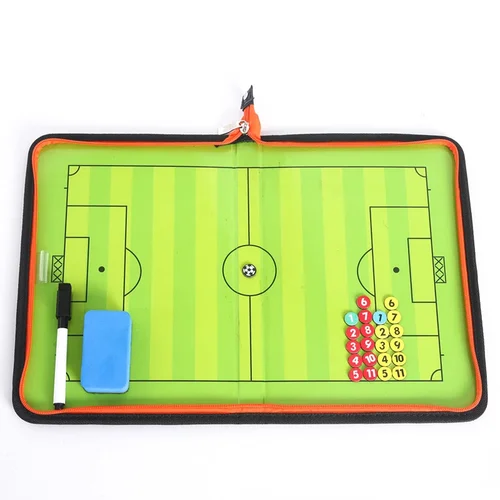Imagen 1 del producto Tablero táctico magnético para entrenador, tablero táctico de fútbol con cremallera, tablero táctico para entrenador, tablero de estrategia plegable con portapapeles para bolígrafo