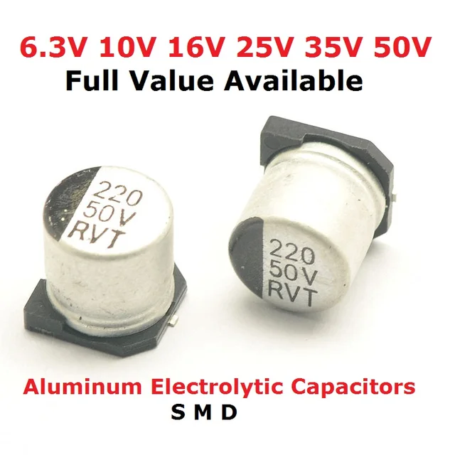 10szt 10V 47UF 16V 100UF 25V 22UF 35V 470UF 50V 220UF 1000UF 10UF 330UF 2200UF 150UF Aluminiowe kondensatory elektrolityczne SMD
