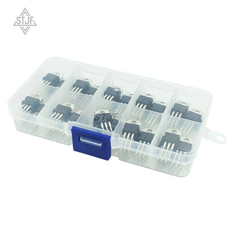 LM317T L7805 L7806 L7808 L7809 L7810 L7812 L7815 L7818 L7824 Transistor Assortment Kit 10value 50PCS, Voltage Regulator Box