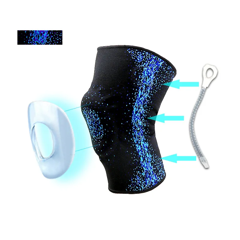 جديد السماء المرصعة بالنجوم الربيع قطاع دعم سيليكون النايلون الرياضة الركبة عالية مرونة امتصاص العرق تنفس تشغيل الركبة حماية #6