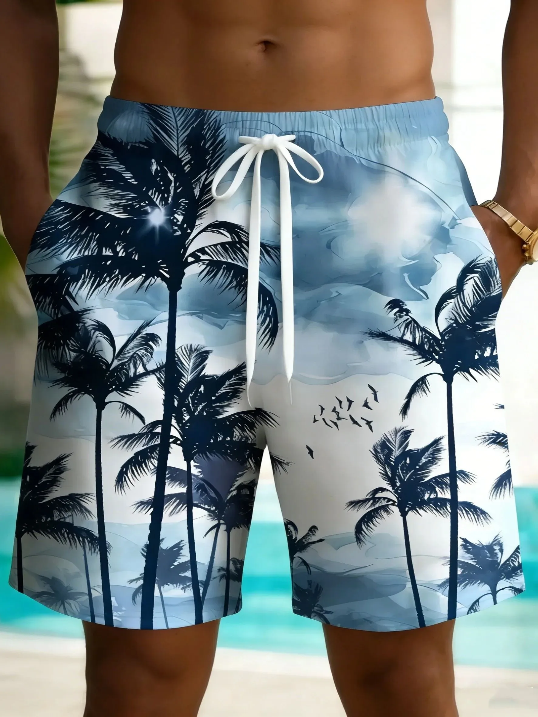 

Loose Fit 3D Printed Sports Shorts for Men Comfortable Elastic Waist Polyester Fiber All Season Casual Wear XJGOOD Brand
