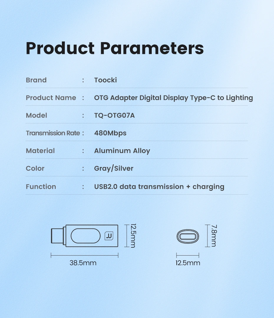 Toock 2/3/5 Pack USB C to Lightning Adapter OTG Convertor PD 20W Fast Charging LED Display for iPhone 14 13 12 11 Pro Max iPad