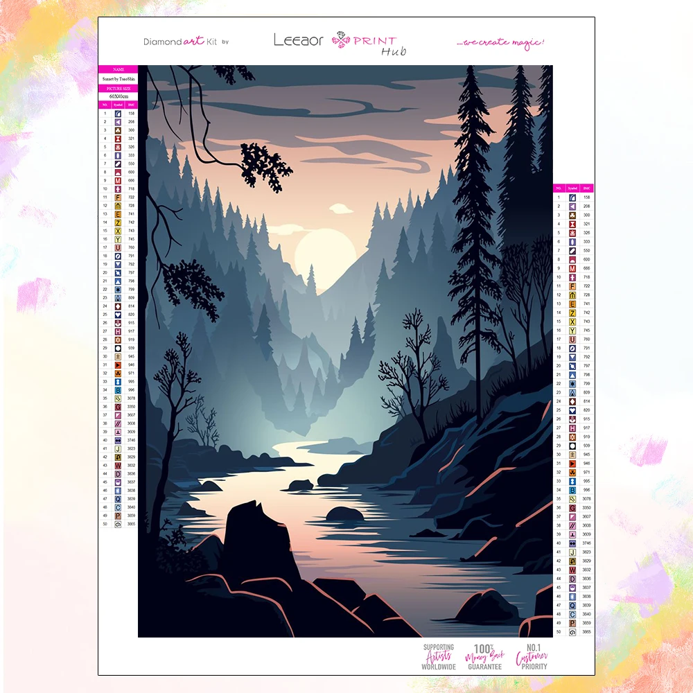 5D DIY Diamond Painting Forest Sunset Sea Stream Natural Landscape Mosaic Rhinestone Sticker Cross Stitch Set Art Home Decor