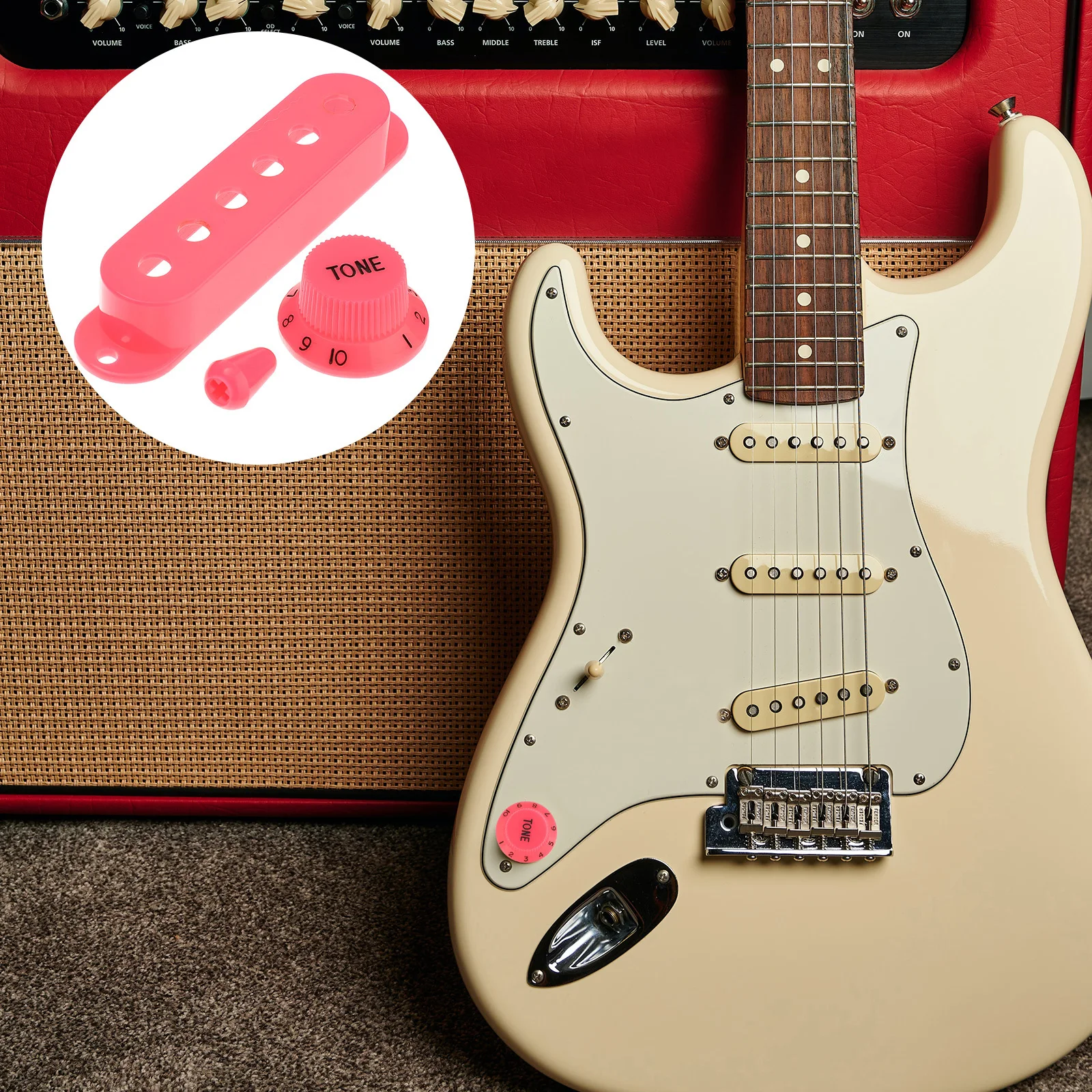 

Pickup Covers Dark Pink Plastic Volume Tone Knob Switch Tip Electric Guitar Parts Accessories Replacement