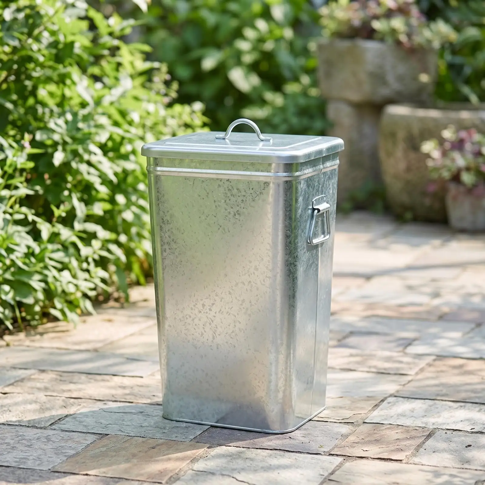 Metal Trash Bin with Handles | Removable Top Frame, Easy-to-Clean Surface, Trash Can with Side Handles, for Kitchen
