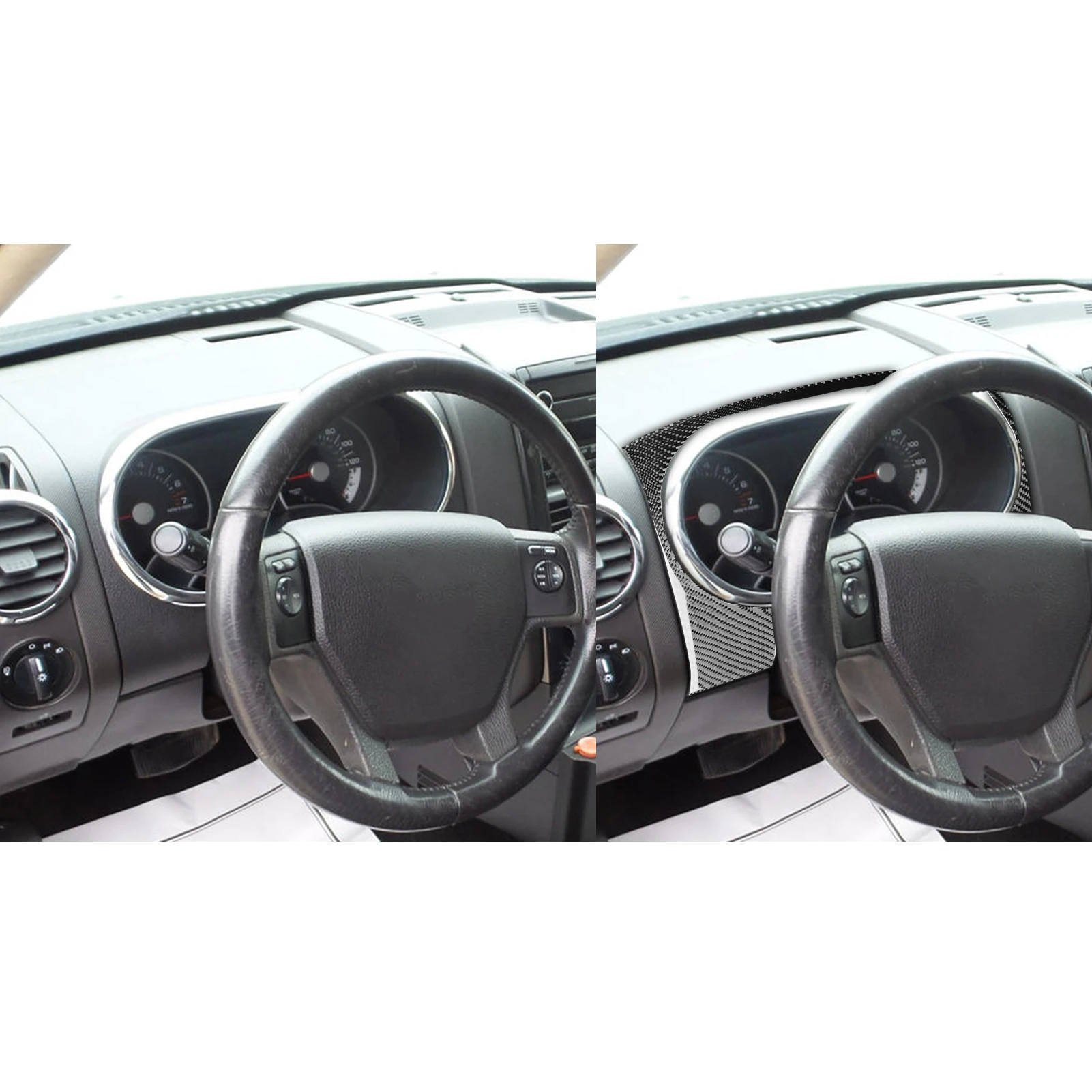 ألياف الكربون اكسسوارات السيارات غطاء عجلة القيادة مصباح الحاجب تقليم ملصق التعديل الداخلي لفورد اكسبلورر 2008—2010 #4