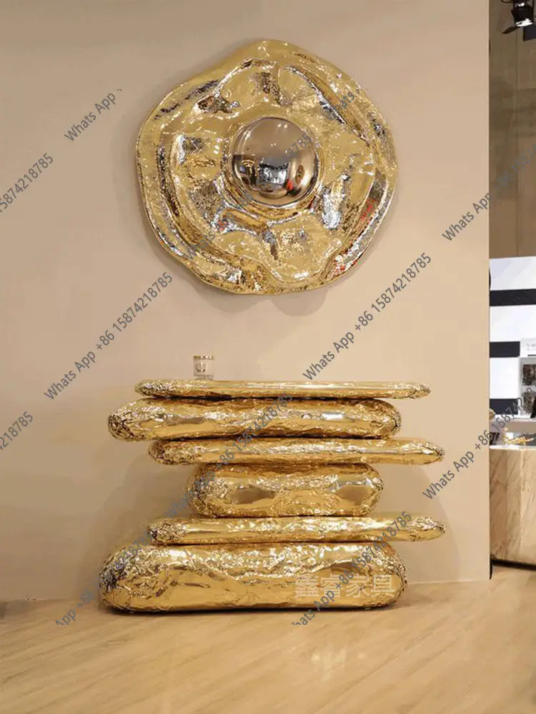 J Italian Light Luxury Xuanguantai Villa Model House Designer Irregular Wall Decoration Table Fashion