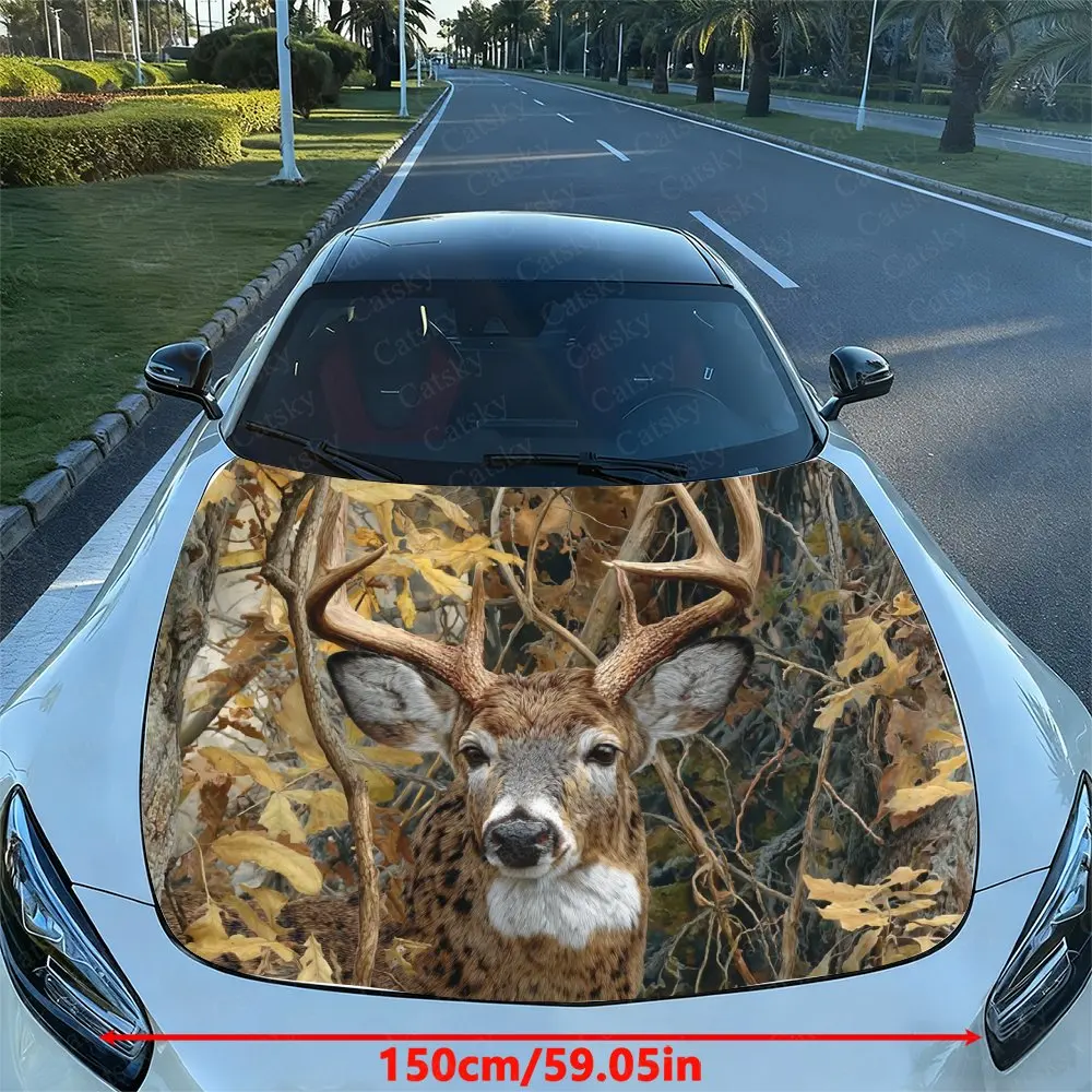Forest Elk Car Hood Sticker, Easy To Install And Remove, Independence Day Car Decoration, Suitable For A-class Sedan Exterior Ac