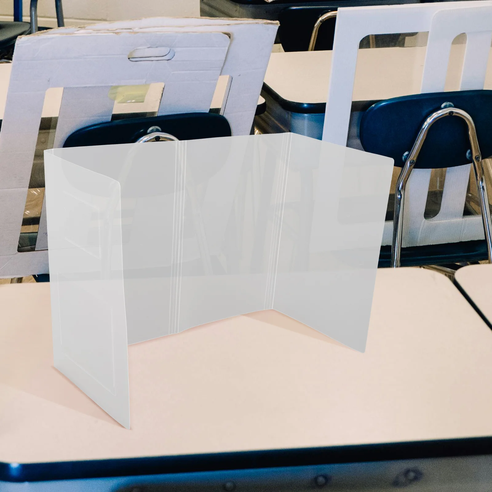 

Plastic Safety Partition Sneeze Guard Sturdy Desk Divider Board Protective Barrier for Public Area Office Classroom Desk Privacy