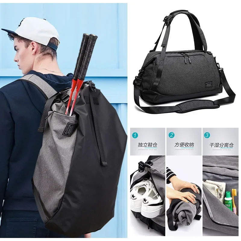 Foldable Travel Bag Waterproof Gym Backpack for Men Large Capacity with Shoe Compartment Lightweight Carry-On Outdoor Workout