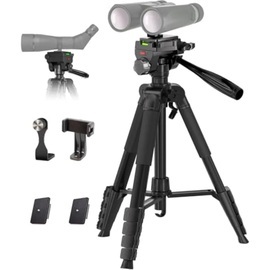 

Binocular Tripod, 72" Spotting Scope Tripod Stand with Binocular Adapter and 2 QR Plates, Travel Camera Stand with Phone Holder