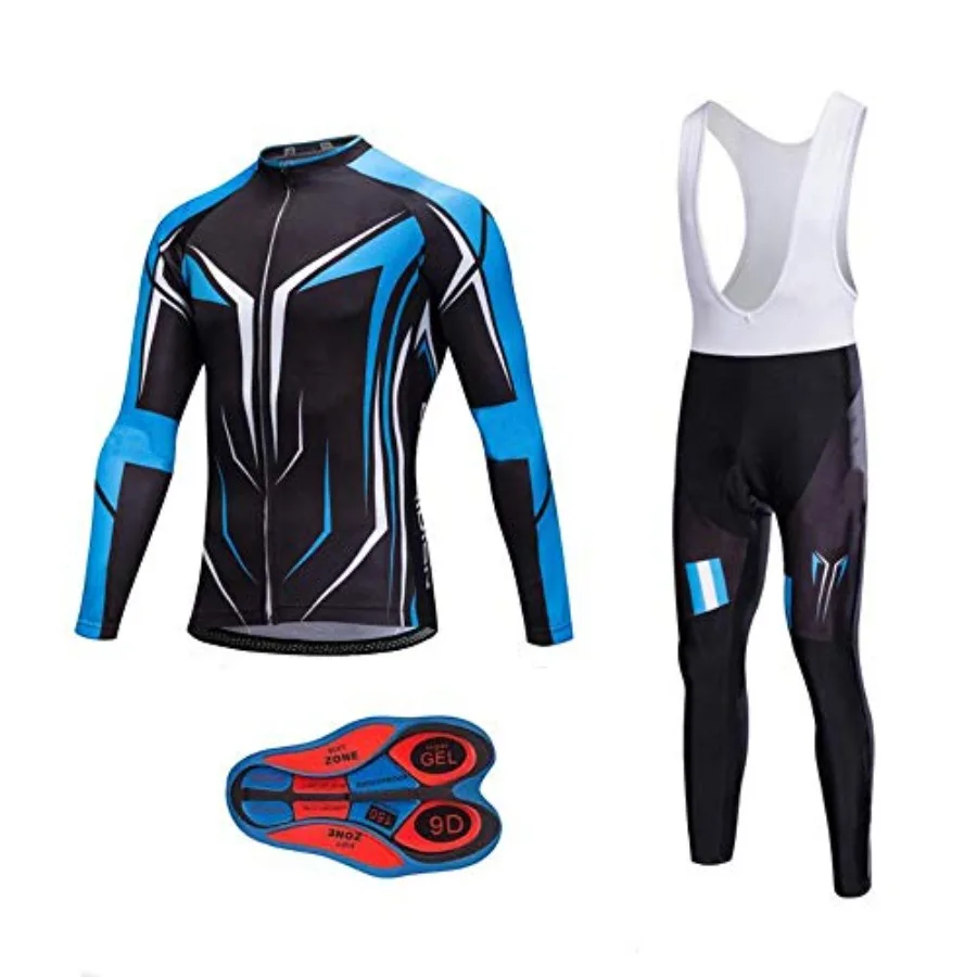 

MOXILYN Men's Quick-Dry Cycling Jersey Set Road Bike Bicycle Shirt + Bib Pants with 9D Gel Padded MTB Riding Clothing kit