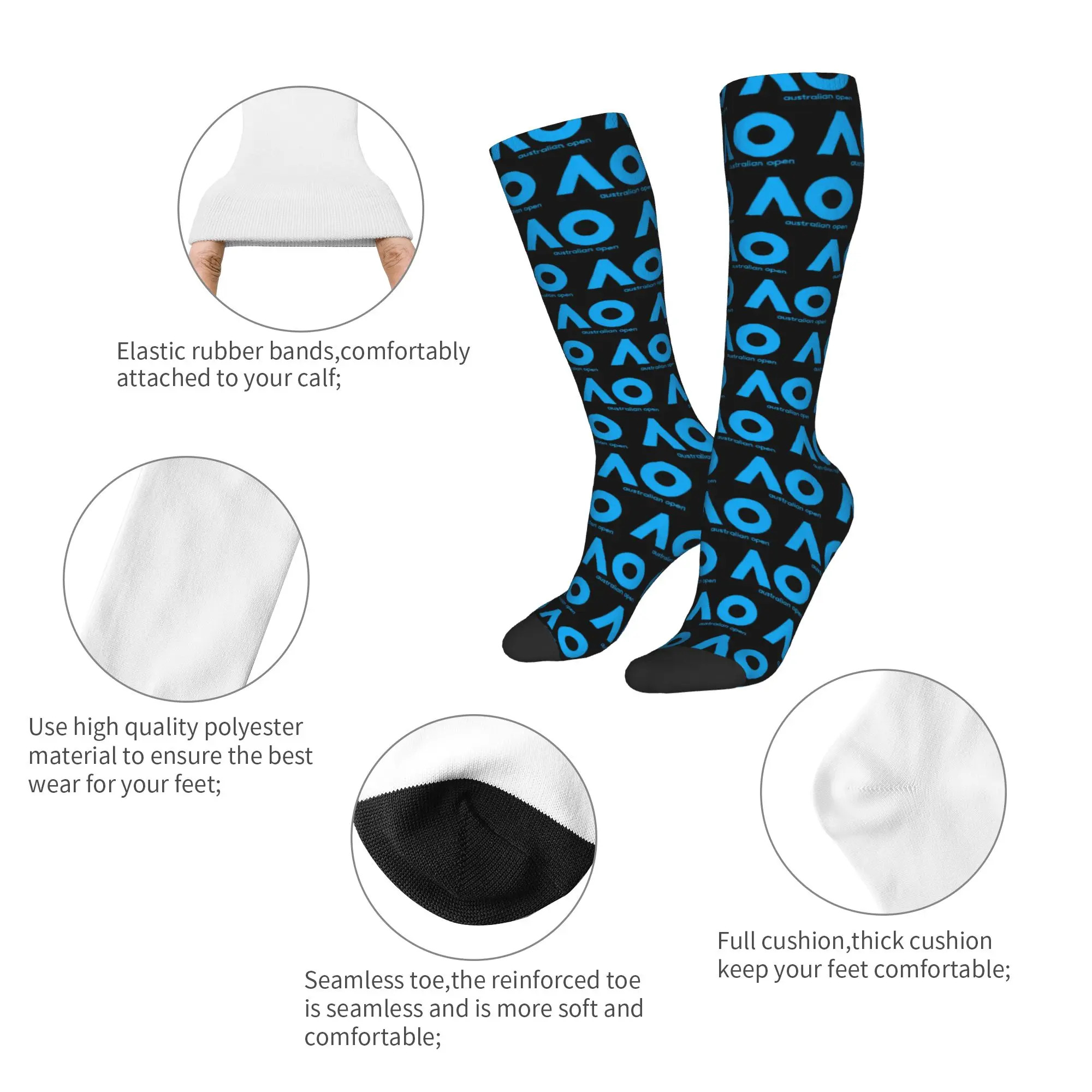 Medias de tripulación para todas las estaciones, calcetines australianos abiertos AO (versión azul), calcetines largos Harajuku, accesorios para hombres y mujeres, regalos