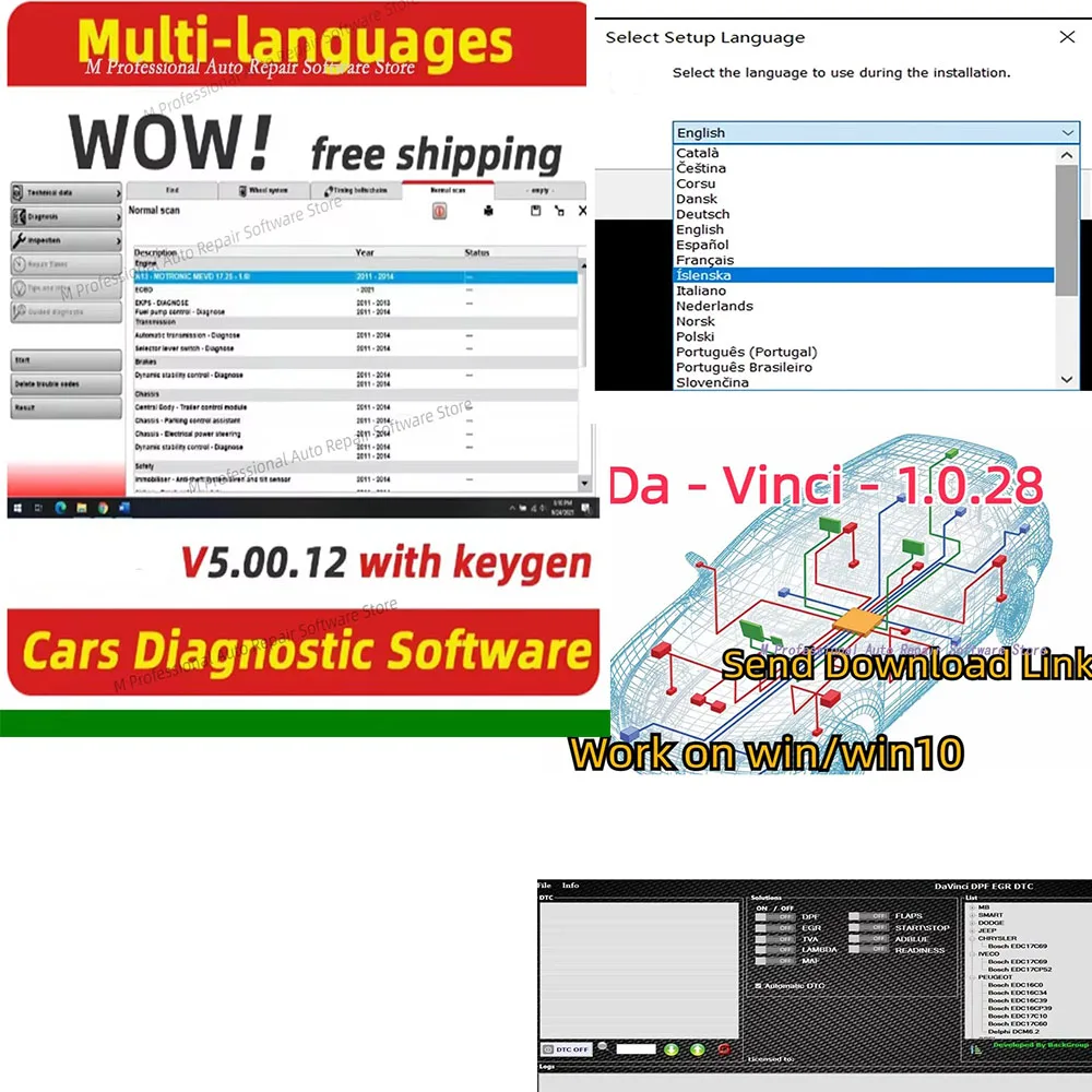 

WOW 5.00.12 Software Da Vinci 1.0.28 Software, Fix Diagnostics, Activate Unlimited Use Easy to Run, Includes Video Tutorials