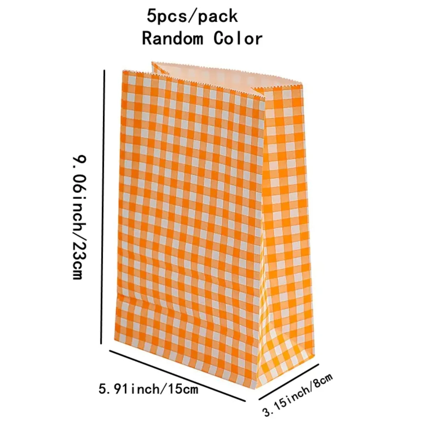 

Set of 5 or 10 Vibrant Gingham Goodie Bags - Festive Candy Storage, Party Favors, Gift Giving - 3.15''×5.91''×9.06'' Dimension