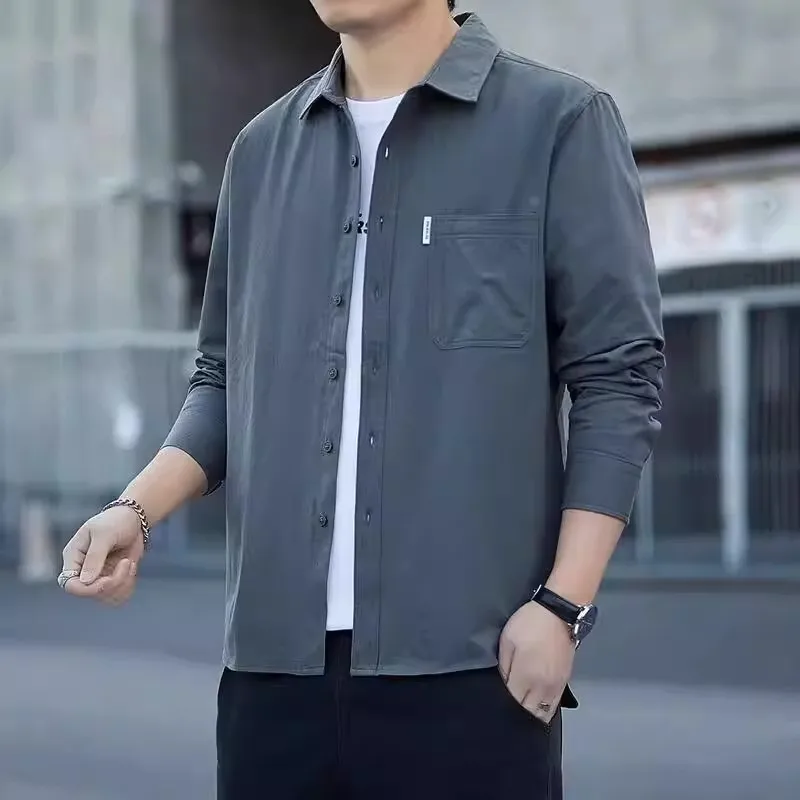

Men's Long Sleeve Shirt Casual Wear Resistant Tear Loose Fit Leisure Turn-down Collar Workwear Shirt Spring Summer American R...