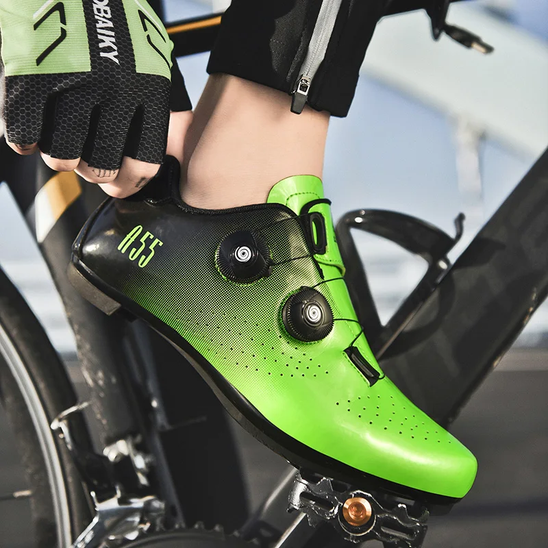 Green Road Bike Shoes Mens Cycling Shoes Quick Ratchet Buckle Compatible with SPD System Pedal Outdoor Women Red Cyclling Shoes