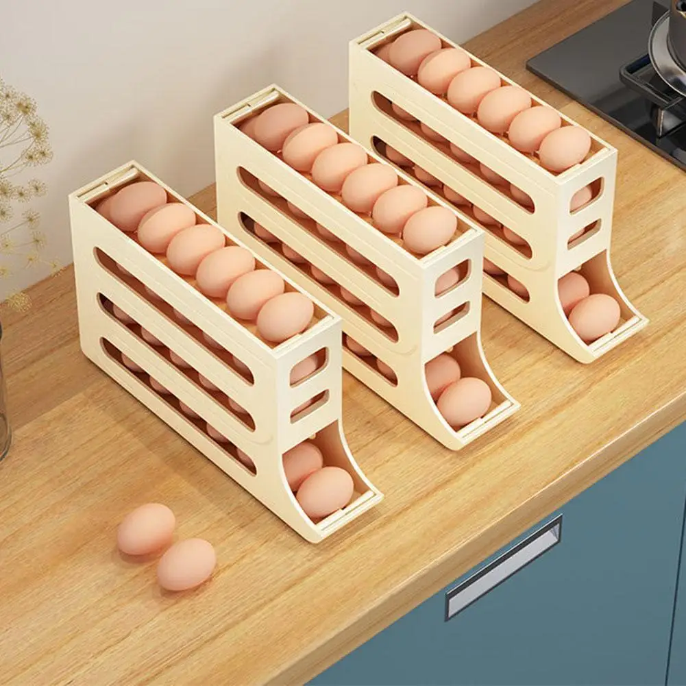 Kitchen Large Capacity Egg Box Refrigerator Egg Storage Box Refrigerator Egg Storage Box Roll Down Egg Dispenser For Kitchen