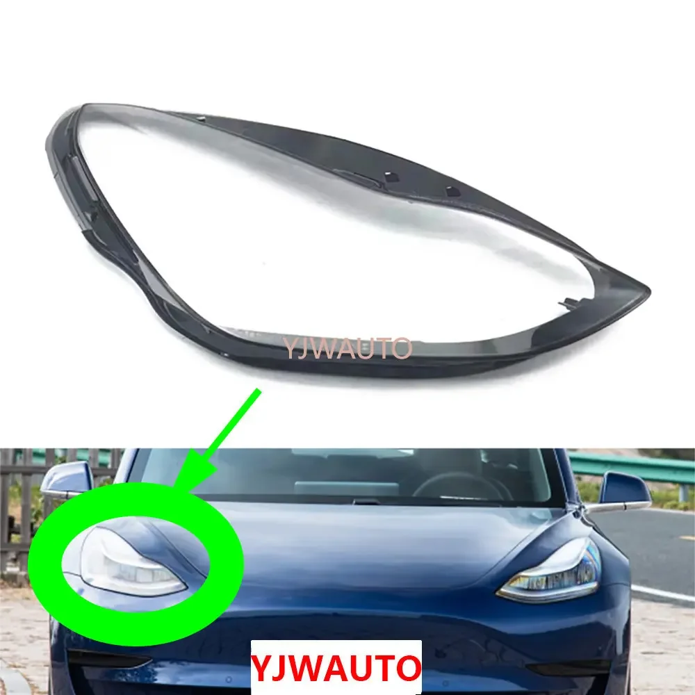 Headlamp Lens For Tesla Model 3 2019-2021 Headlight Cover Car Glass Replacement Clear Front Lamp Auto Shell