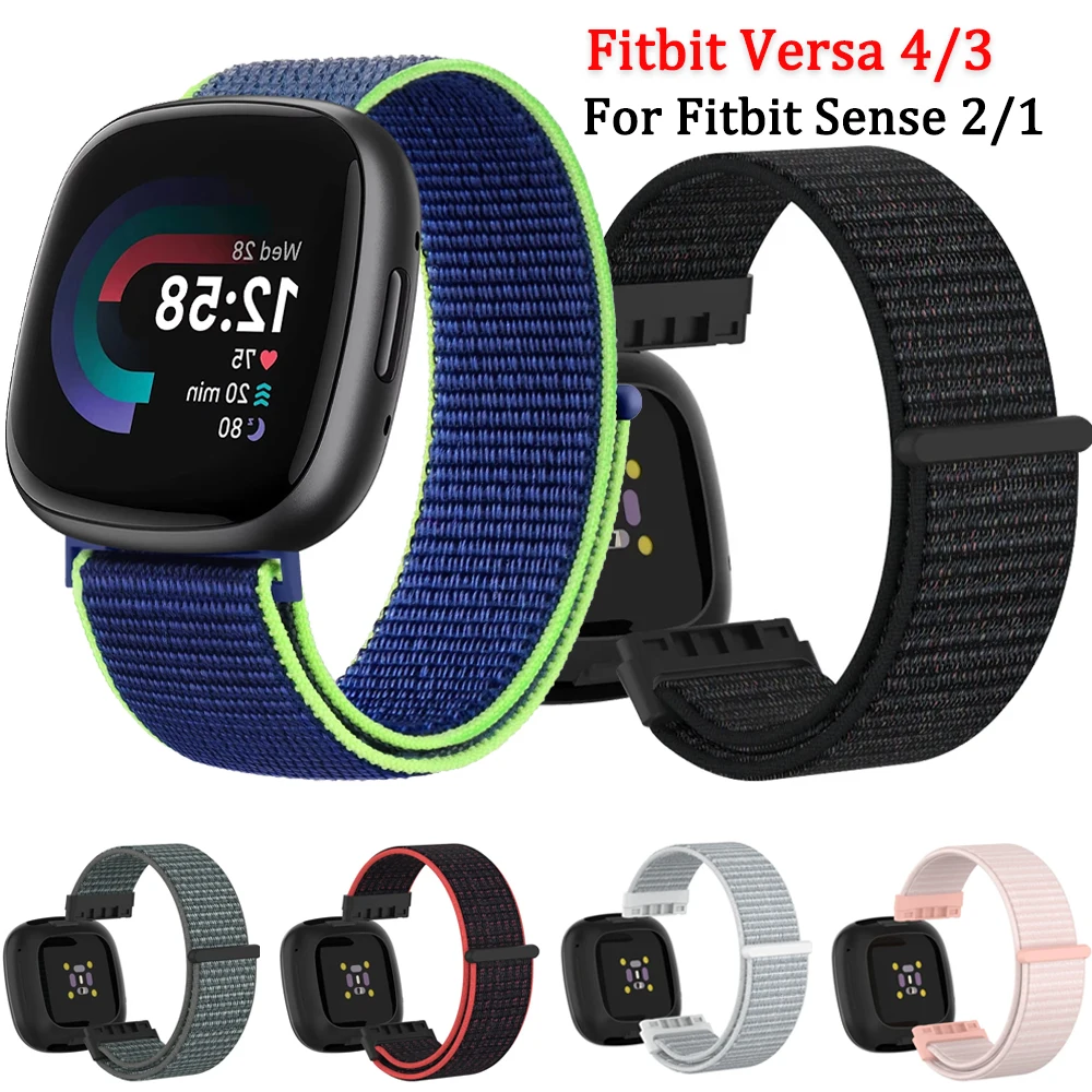 Nylonarmband für Fitbit Versa 4/Versa 3, Original austauschbares Armband Correa für Fitbit Sense 2/Sense, atmungsaktives Gürtelzubehör