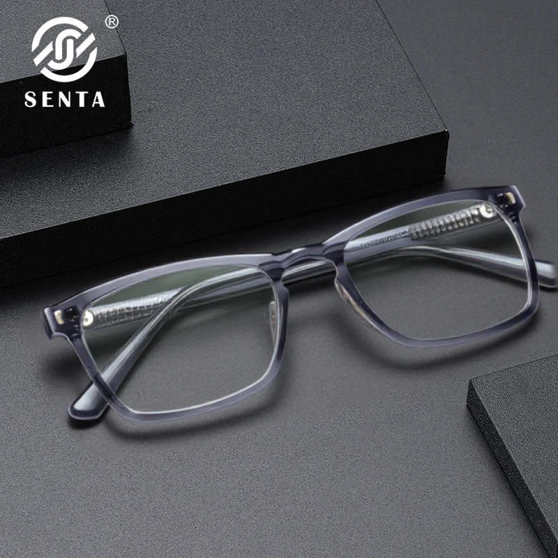 

New Vintage Acetate Frames Men Square Glasses Frame for Women Luxury Trend Koren Style Unisex Transparent Grey Optical Spectacl