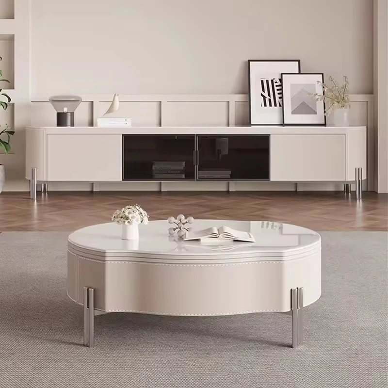 New Design High Quality Modern TV Cabinet and Coffee Table Set Solid Wood with Storage Drawer TV Cabinet Living Room Furniture