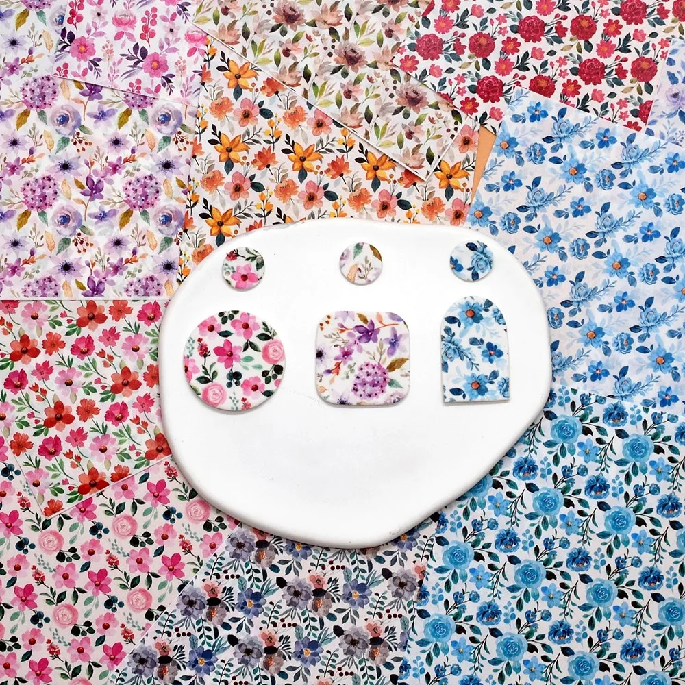 SNASAN Polymer Clay Color Flowers Watercolor Transfer Paper Soft Pottery Ornament Pendants Eearrings Jewelry Making Materials