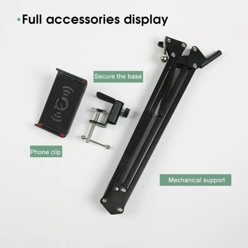 360° Rotating Long Arm Phone Tablet Holder Overhead Stand Desktop Bed Lazy Cantilever Bracket for