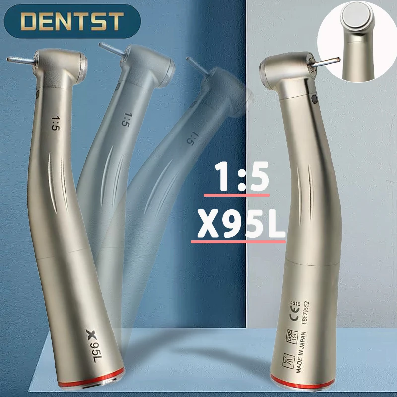 

X95L Dental 1:5 Increasing Speed Handpiece Push Button Against Contra Angle LED Fiber Optic Handpiece Inner Water Red Ring