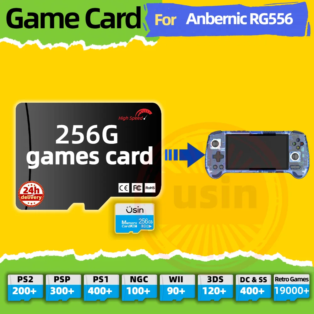 Game Card For Anbernic RG556 RG505 RGCUBE TF Retro Games PS2 PSP PS1 Android portable Handheld Gaming SD Card High Speed 256G