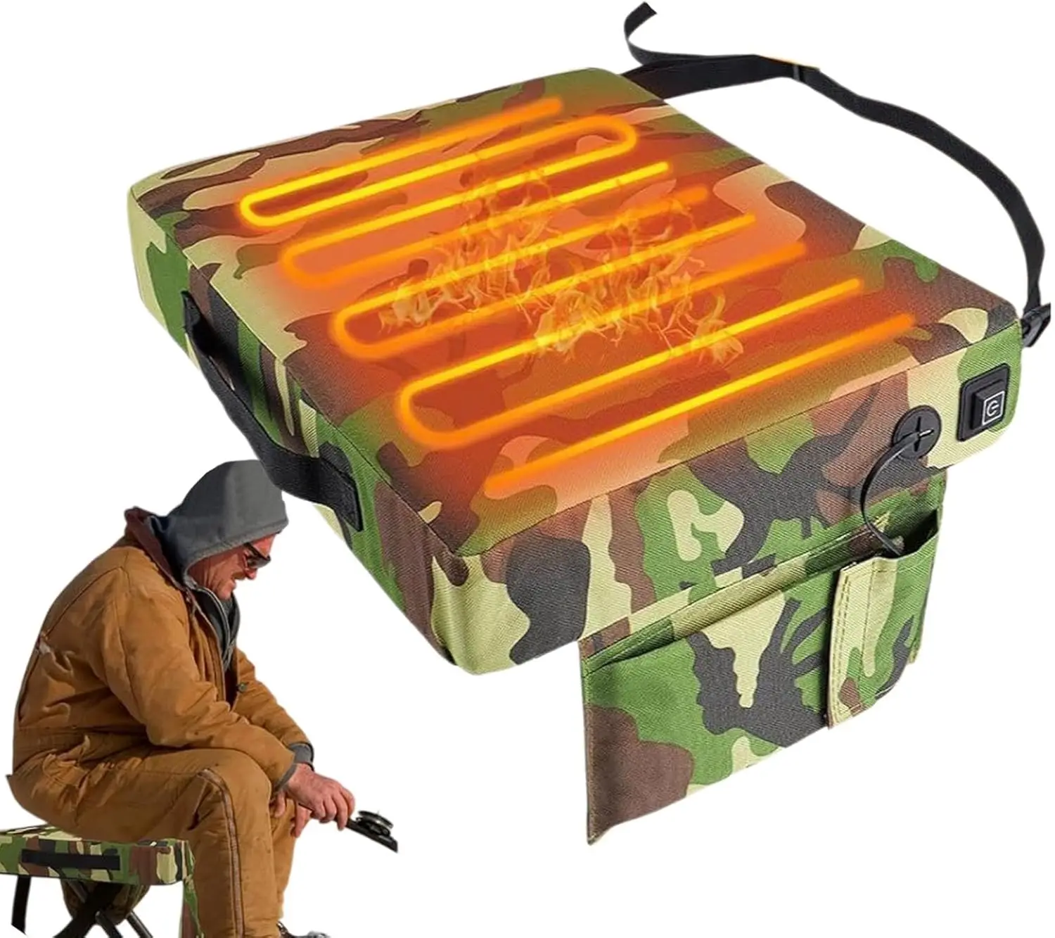 ポータブル加熱シートクッション-防水＆ラダースタンド-ポータブルクッション加熱式-狩猟、キャンプ、釣り、コンサート用