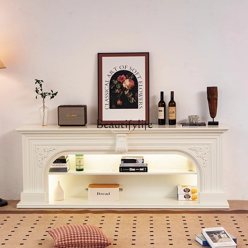 

13*French Cream Wind Solid Wood Side Cabinet Modern Simple Living Room TV Fireplace Cabinet