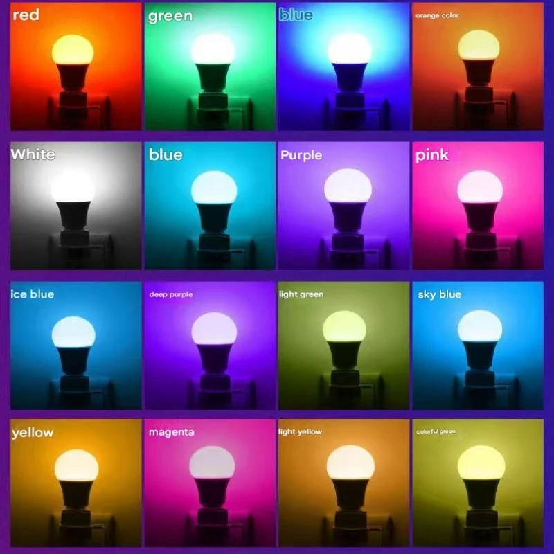 RGB ذكي للتحكم عن بعد الملونة يعتم لمبة e27 المسمار لمبة ملونة 16 لون ضوء الجو #4