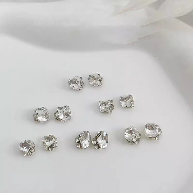 5Pcs/set Mini Flat Bottom Nail Rhinestones Glitter Silver Crystal Nail Decorations DIY Material Nail Art Charm Accessories