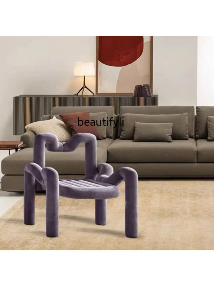 Customized Nordic Special-Shaped Pipe Bending Chair Light Luxury and Simplicity Stool Leisure Chair Creative Pipe Shape Armchair