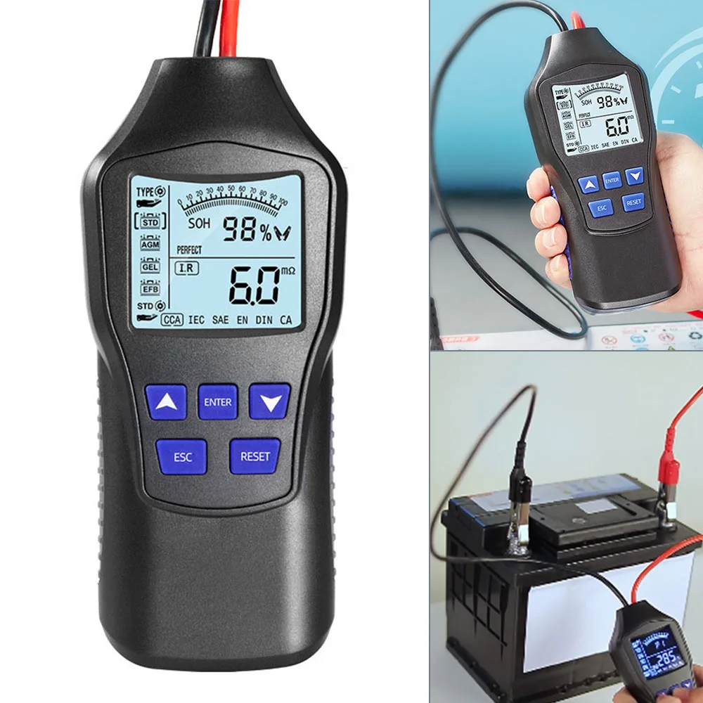 Intelligent LCD Digital Display Screen Car Battery Tester 12V/24V Automotive Quick Load Plug Cranking Check Diagnostic Scan Tool