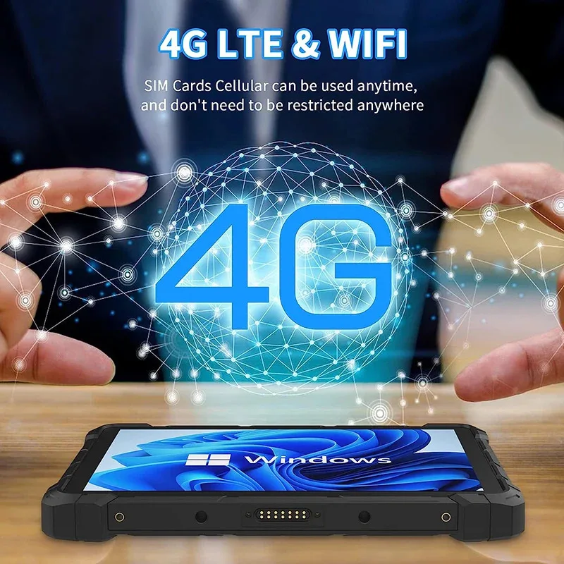 تابلت متين 10.1 بوصة يعمل بنظام Windows 11 Pro 4G LTE GPS 8GB RAM/128 GB ROM 10000mAh IP67 جهاز لوحي محمول مقاوم للماء